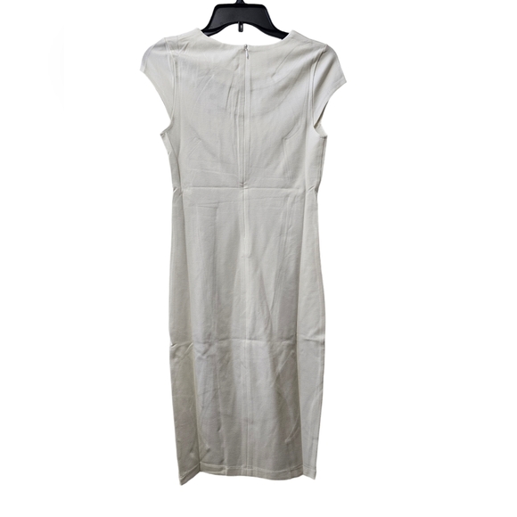 NWT White Zip Up Cap Sleeve Bodycon Midi Dress Small - Picture 4 of 4